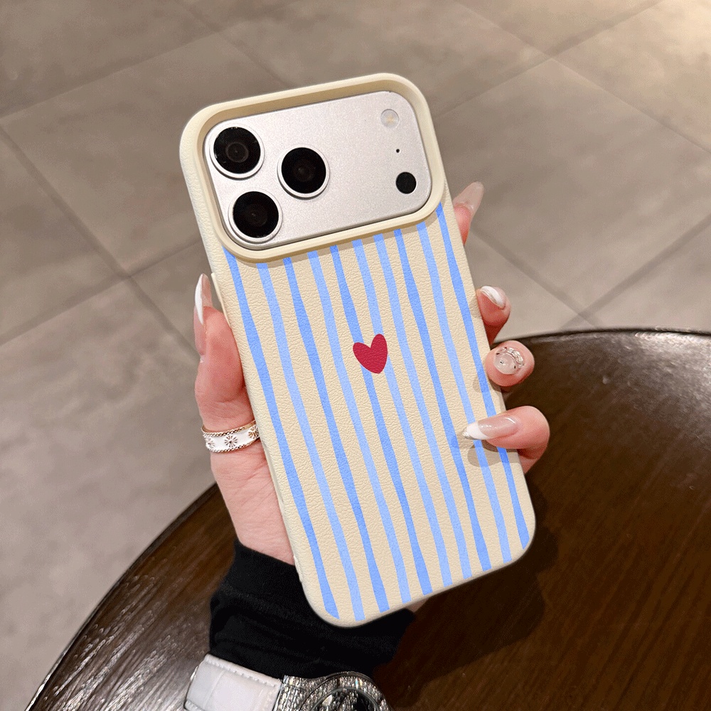 Apple Iphone 15 Pro Max - جراب هاتف بتصميم خطوط عمودية وقلوب