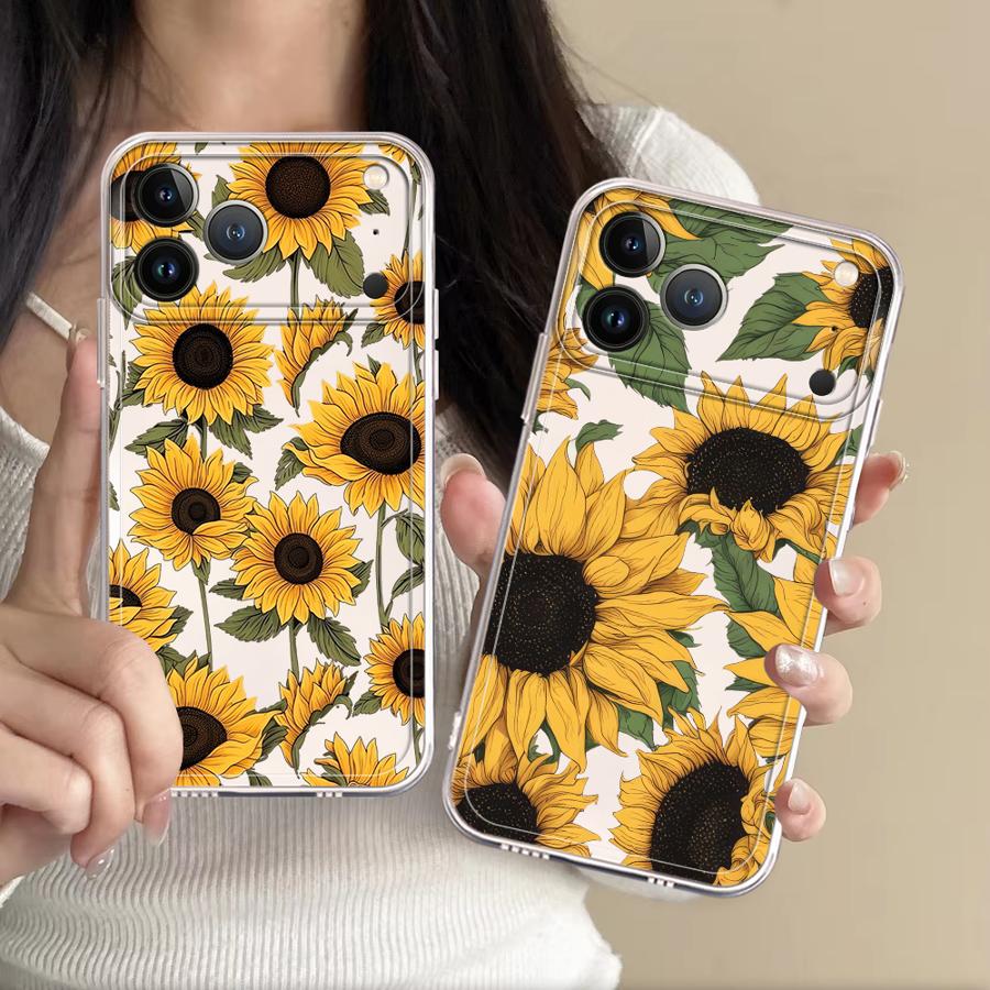 Apple Iphone 15 Pro Max - غطاء هاتف شفاف بنمط دوار الشمس