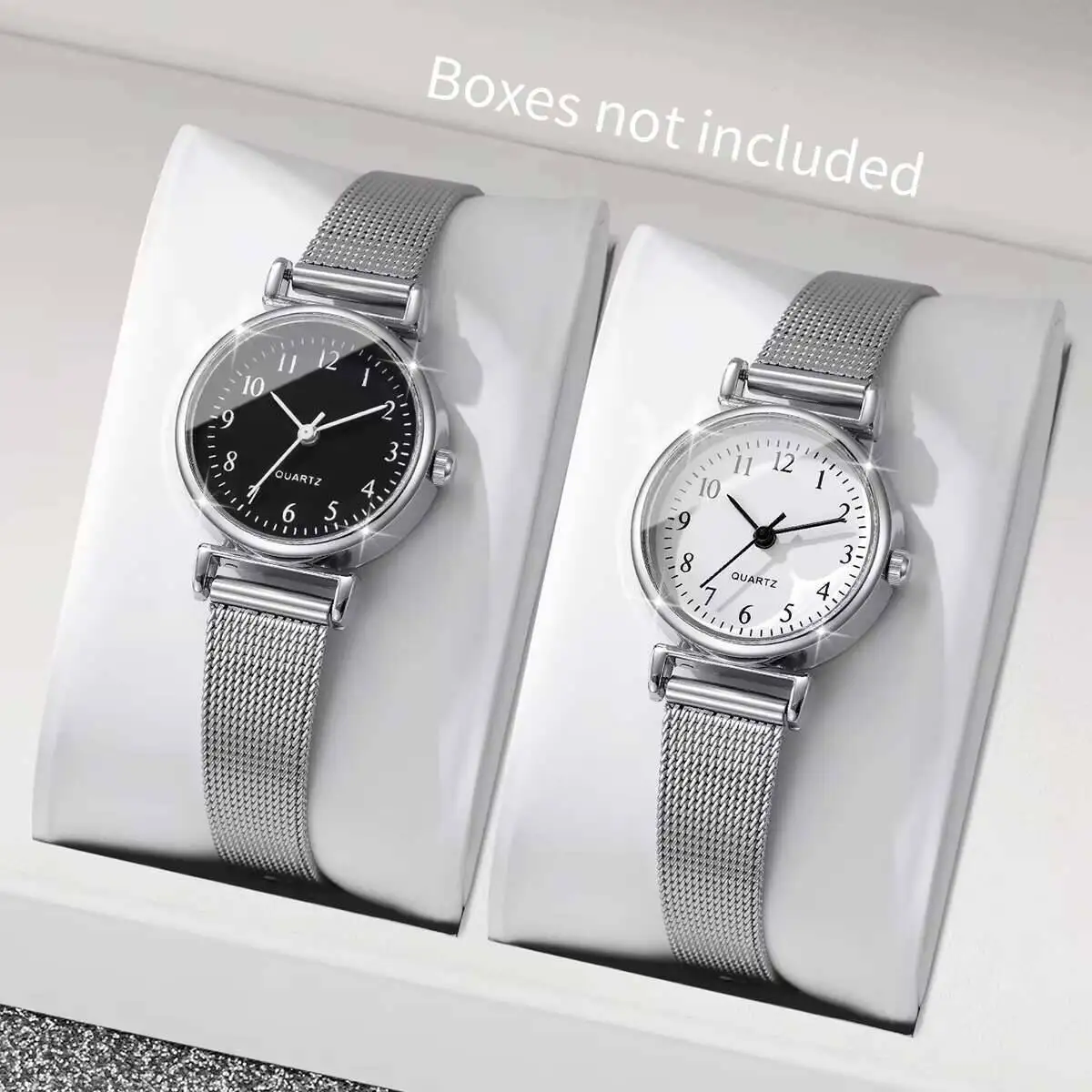 Stainless Mesh Band - 1/2 قطعة ساعة نسائية عصرية بحزام