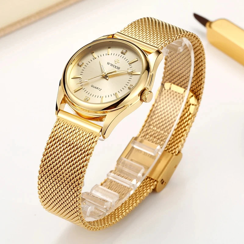 Stainless Mesh Band - WWOOR العلامة التجارية الفاخرة فستان ساعة