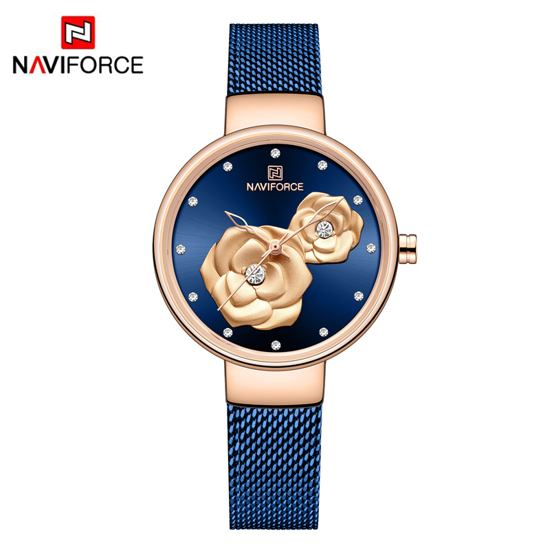 Stainless Mesh Band - طقم ساعات نسائية فاخرة من NAVIFORCE