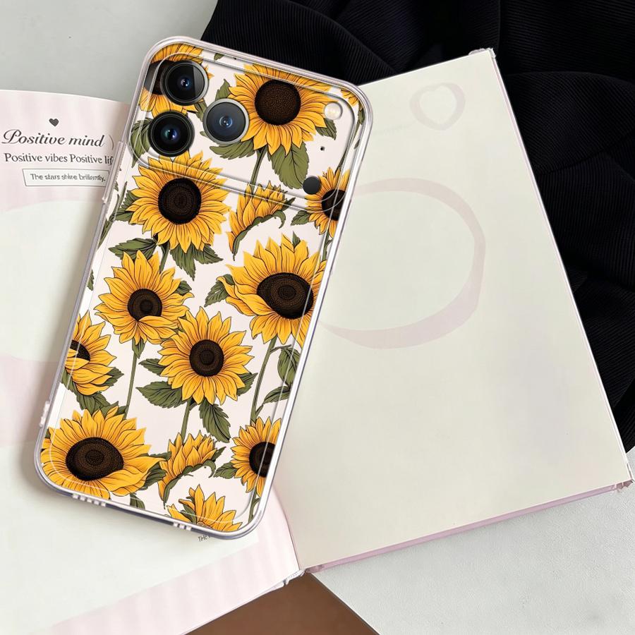 غطاء هاتف شفاف بنمط دوار الشمس - مراجعة Apple Iphone 15 Pro Max وسعره