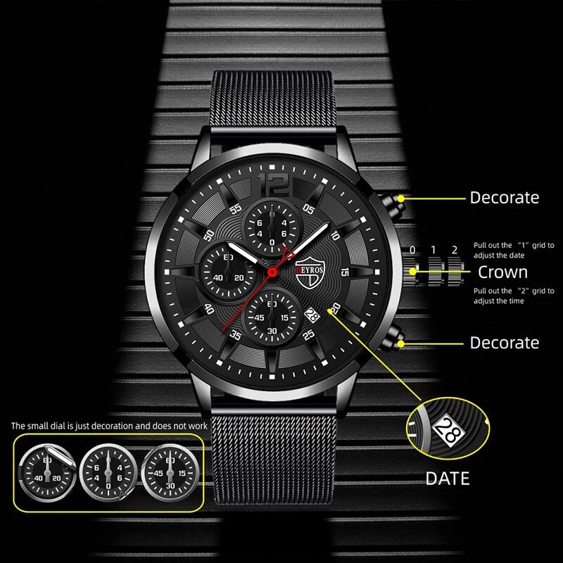 ساعة كوارتز رجالية بسيطة من DE - مراجعة Stainless Mesh Band وسعره